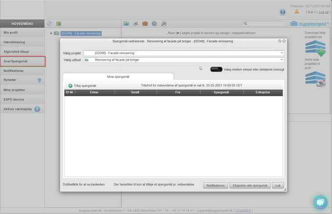 Tilbudsgiver G - Spørgsmål svar