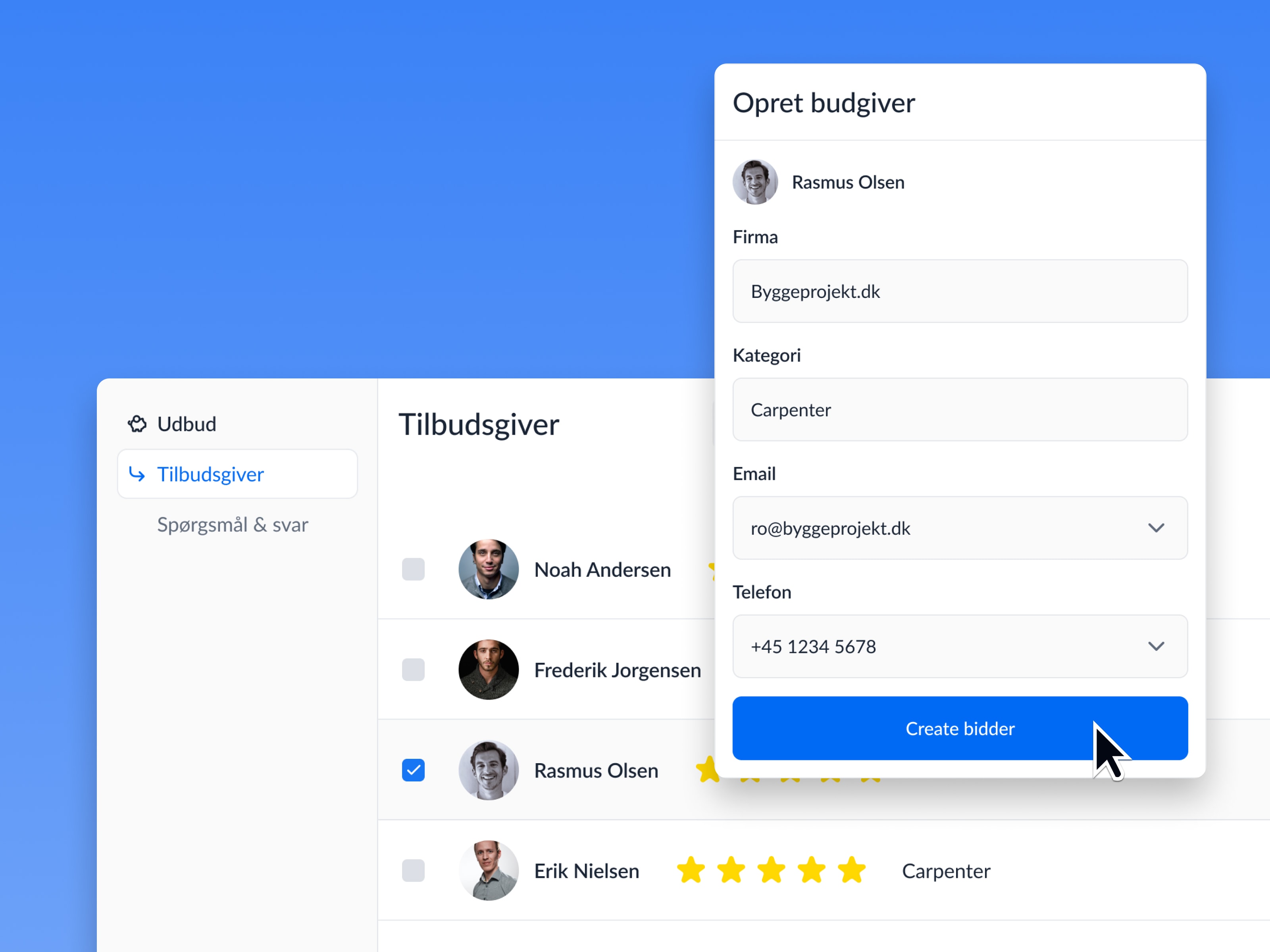 Tender - bidders - EN-1